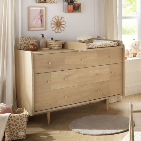 Commode 5 tiroirs et 2 portes pieds bois et poignées métal - my love Marron 6 - vertbaudet enfant 