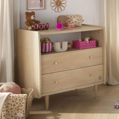 Commode 2 tiroirs et 1 niche pieds bois et poignées métal - my love Marron 1 - vertbaudet enfant 