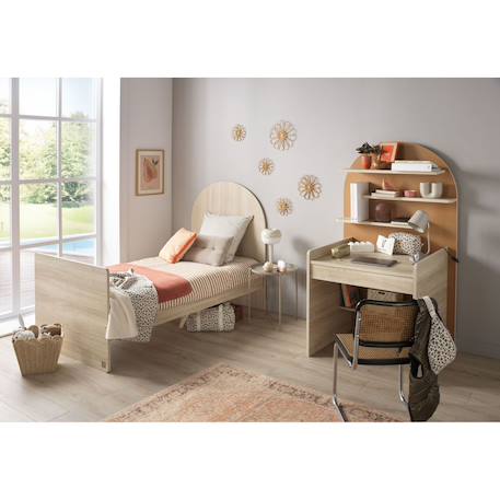 Bureau enfant - décor bois chêne sépia forme arche Caramel/marron+Marron+Rouge/marron+Vert/marron 5 - vertbaudet enfant 