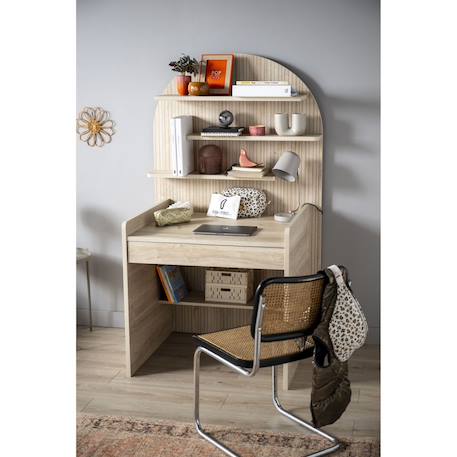 Bureau enfant - décor bois chêne sépia forme arche Caramel/marron+Marron+Rouge/marron+Vert/marron 7 - vertbaudet enfant 