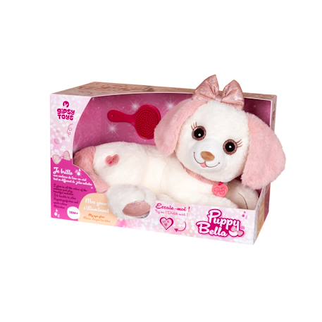 Peluche interactive 30 cm, chien puppy bell,  rose et blanc, vendue en boîte cadeau Blanc 1 - vertbaudet enfant 