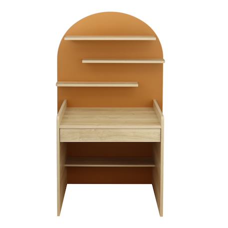 Bureau enfant - décor bois chêne sépia forme arche Caramel/marron+Marron+Rouge/marron+Vert/marron 3 - vertbaudet enfant 
