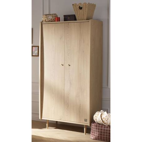 Armoire 2 portes avec  pieds bois et poignées métal - my love Marron 1 - vertbaudet enfant 