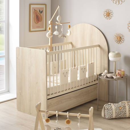 Lit bébé évolutif 120x60 en 90x190- tête de lit arche - arche Caramel/marron+Marron+Rouge/marron+Vert/marron 11 - vertbaudet enfant 