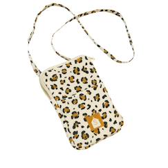 Puériculture-Pochette téléphone en gaze de coton matelassée imprimé léopard