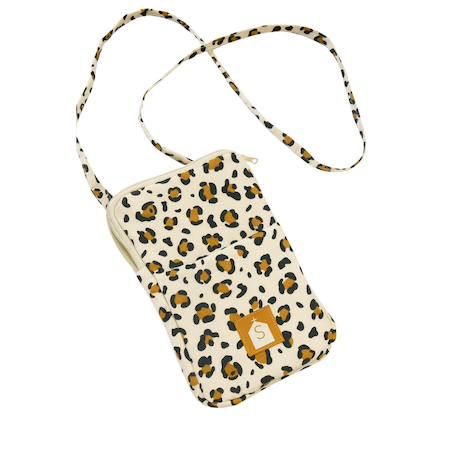 Pochette téléphone en gaze de coton matelassée imprimé léopard Ecru 1 - vertbaudet enfant 