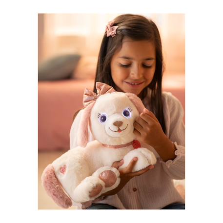 Peluche interactive 30 cm, chien puppy bell,  rose et blanc, vendue en boîte cadeau Blanc 2 - vertbaudet enfant 