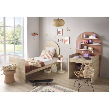 Bureau enfant - décor bois chêne sépia forme arche Caramel/marron+Marron+Rouge/marron+Vert/marron 15 - vertbaudet enfant 