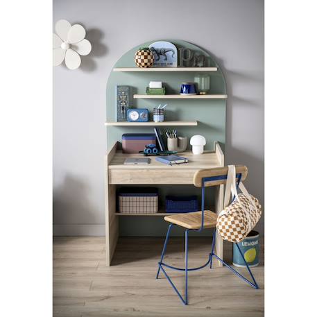 Bureau enfant - décor bois chêne sépia forme arche Caramel/marron+Marron+Rouge/marron+Vert/marron 22 - vertbaudet enfant 