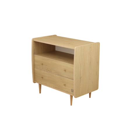 Commode 2 tiroirs et 1 niche pieds bois et poignées métal - my love Marron 2 - vertbaudet enfant 