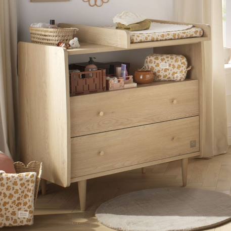 Commode 2 tiroirs et 1 niche pieds bois et poignées métal - my love Marron 4 - vertbaudet enfant 