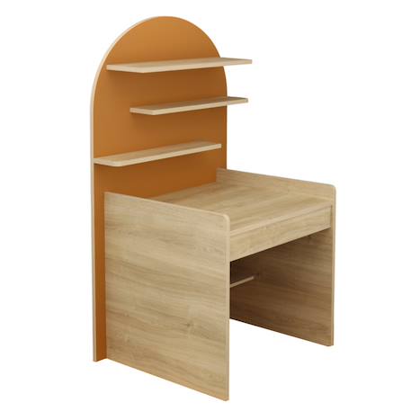 Bureau enfant - décor bois chêne sépia forme arche Caramel/marron+Marron+Rouge/marron+Vert/marron 2 - vertbaudet enfant 