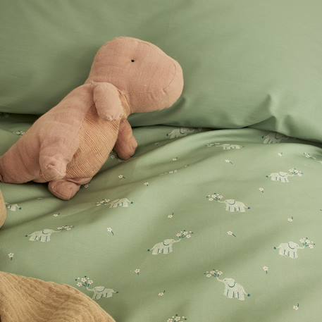Parure de lit enfant imprimée en percale de coton, taies carrées, cueillette Vert 5 - vertbaudet enfant 