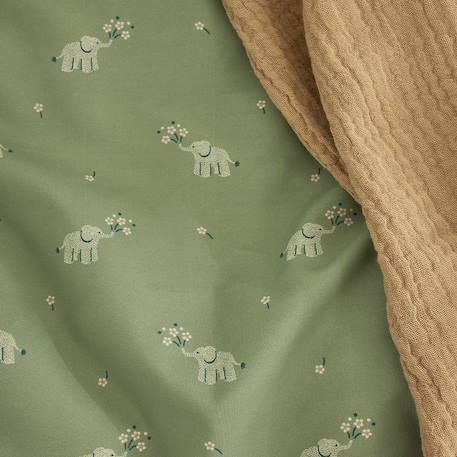 Parure de lit enfant imprimée en percale de coton, taies carrées, cueillette Vert 3 - vertbaudet enfant 