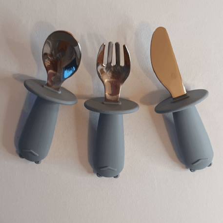 Set de 3 couverts en inox Beige+Gris+Rose 4 - vertbaudet enfant 