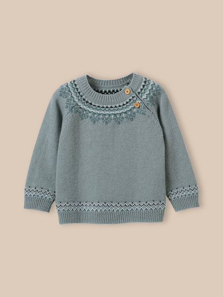 Pull en lambswool bébé Vert doux 1 - vertbaudet enfant 
