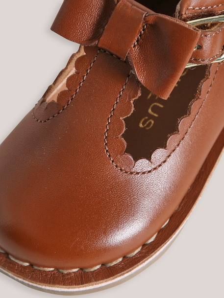 Salomés avec noeud bébé en cuir Cognac 2 - vertbaudet enfant 