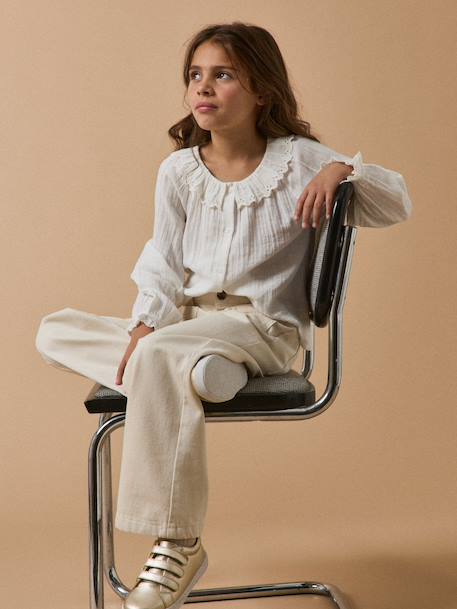Chemise en gaze de coton fille Ecru 5 - vertbaudet enfant 