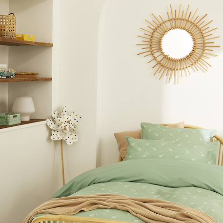 Parure de lit enfant imprimée en percale de coton, taies carrées, cueillette Vert 4 - vertbaudet enfant 