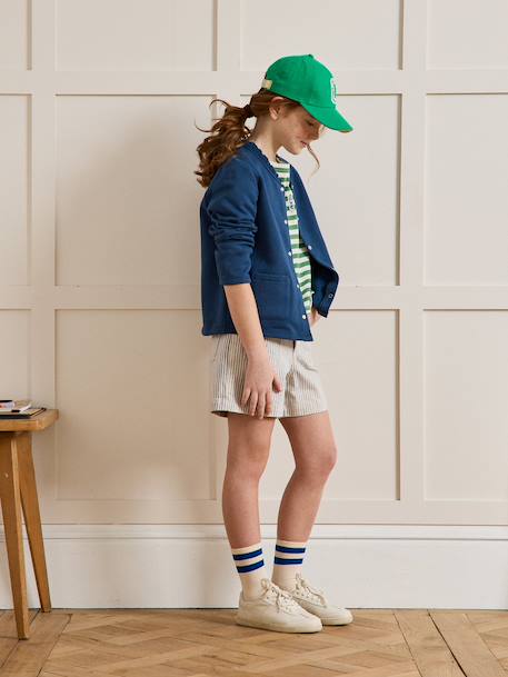 Gilet fille en molleton - coton biologique Amande+Cerise+Marine+Vert anglais 13 - vertbaudet enfant 