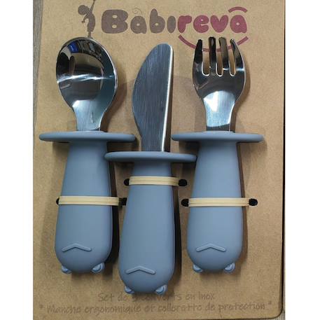 Set de 3 couverts en inox Beige+Gris+Rose 3 - vertbaudet enfant 