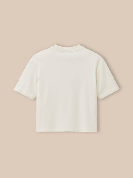 T-shirt fille - coton biologique Ecru 2 - vertbaudet enfant 