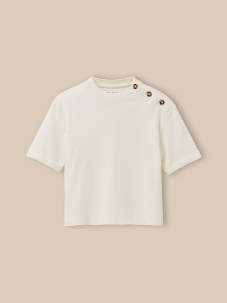 T-shirt fille - coton biologique Ecru 1 - vertbaudet enfant 