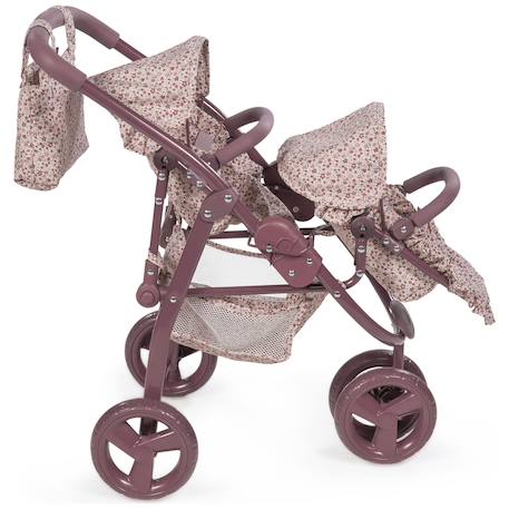 Poussette double pour poupées cherry fleurs Mauve 3 - vertbaudet enfant 