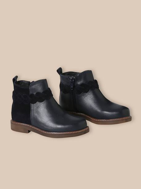 Boots tresse en cuir Marine 5 - vertbaudet enfant 