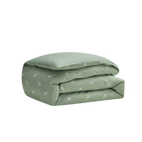 Parure de lit enfant imprimée en percale de coton, taies carrées, cueillette Vert 2 - vertbaudet enfant 