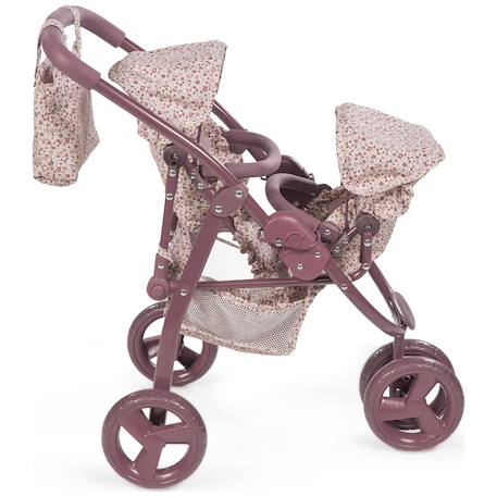 Poussette double pour poupées cherry fleurs Mauve 4 - vertbaudet enfant 