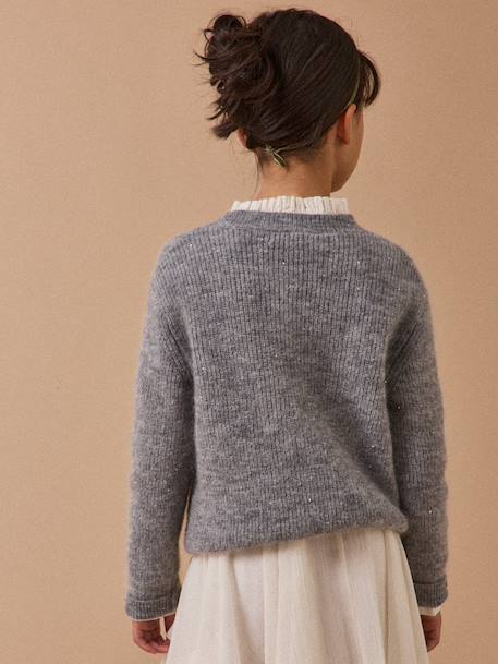 Pull en laine et mohair fille Gris chine clair 4 - vertbaudet enfant 
