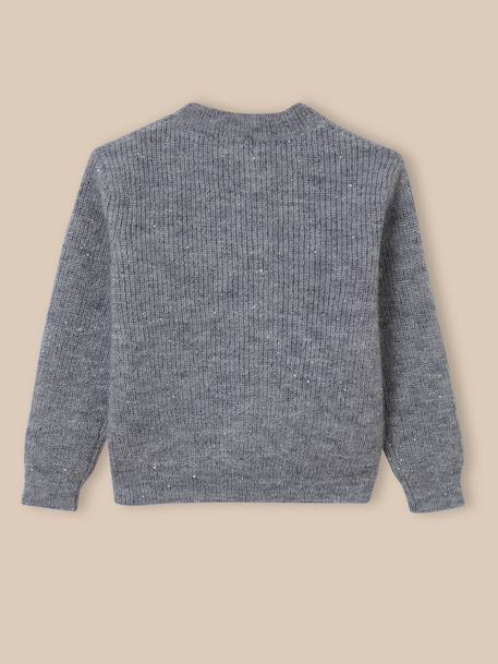 Pull en laine et mohair fille Gris chine clair 2 - vertbaudet enfant 