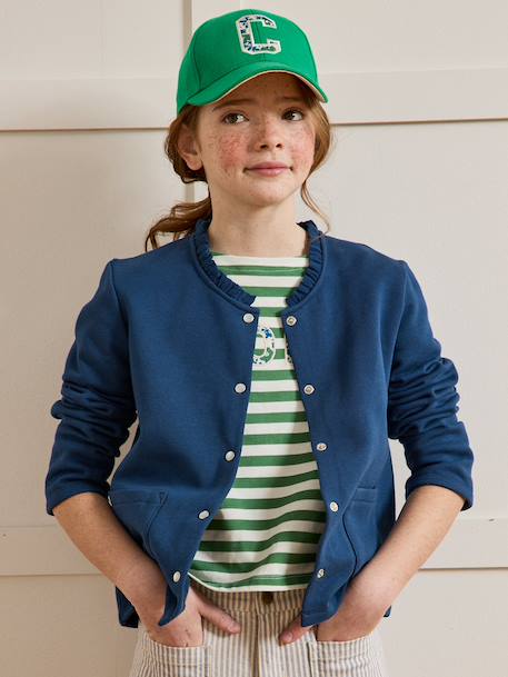 Gilet fille en molleton - coton biologique Amande+Cerise+Marine+Vert anglais 14 - vertbaudet enfant 
