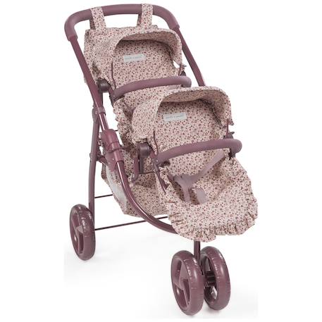 Poussette double pour poupées cherry fleurs Mauve 1 - vertbaudet enfant 