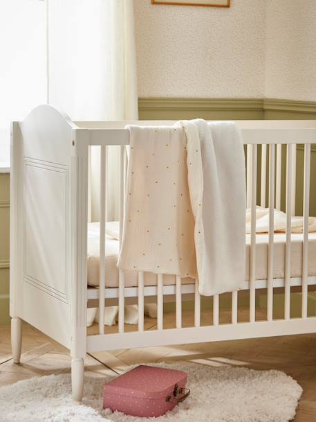 Plaid gaze de coton et micro-polaire Blanc moyen imprimé rime 1 - vertbaudet enfant 