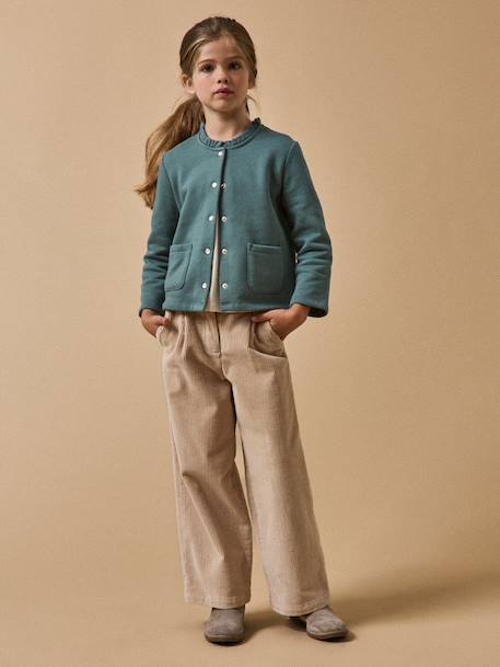 Gilet fille en molleton - coton biologique Amande+Cerise+Marine+Vert anglais 19 - vertbaudet enfant 