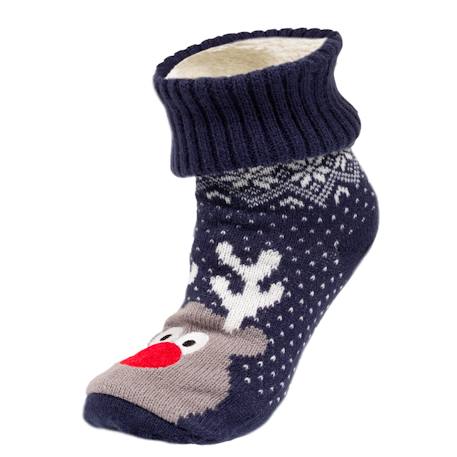 Chaussettes fourrées enfant noël marine 1/8 ans Marine 2 - vertbaudet enfant 