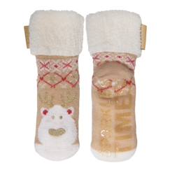 -Chaussettes fourrées enfant noël beige 1/8 ans