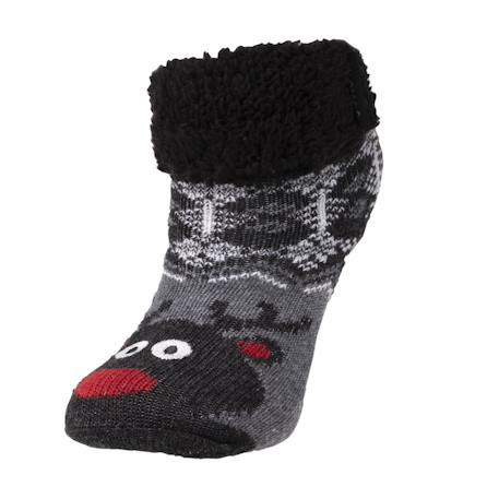 Chaussettes fourrées enfant noël gris 1/8 ans Gris chiné 2 - vertbaudet enfant 