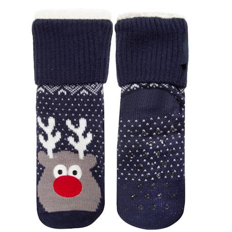 Garçon-Chaussettes fourrées enfant noël marine 1/8 ans