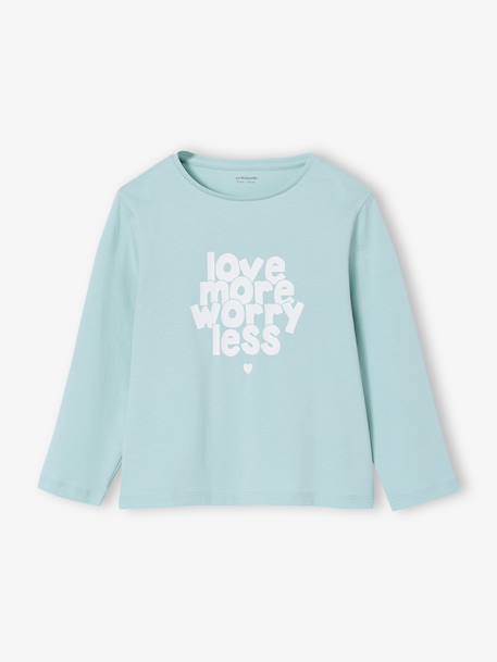 Lot de 3 t-shirts fille fantaisie manches longues anthracite+bleu grisé+corail+indigo+rose 25 - vertbaudet enfant 