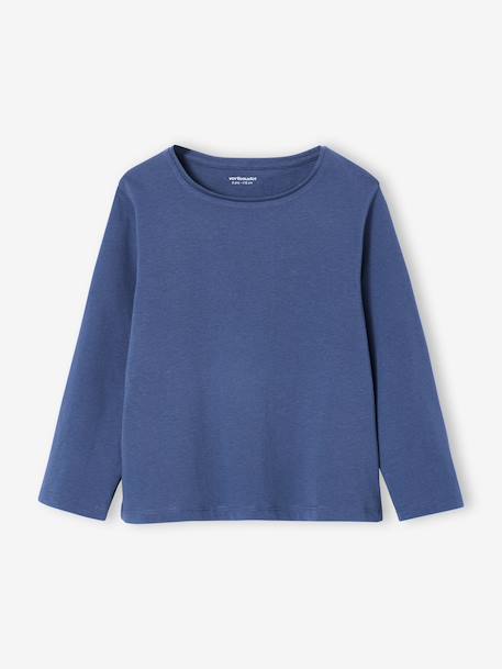 Lot de 3 t-shirts fille fantaisie manches longues anthracite+bleu grisé+corail+indigo+rose 26 - vertbaudet enfant 