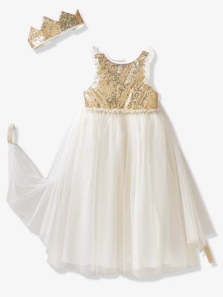 Déguisement de princesse avec voile et couronne bleu+doré+rose+vert émeraude 7 - vertbaudet enfant 