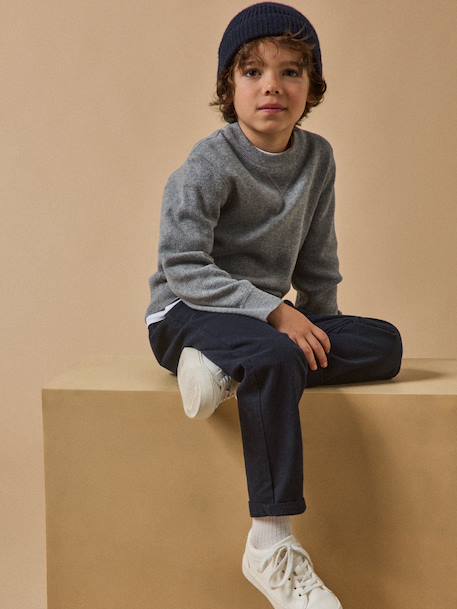 Pull sweat garçon Gris chine+Marine 5 - vertbaudet enfant 