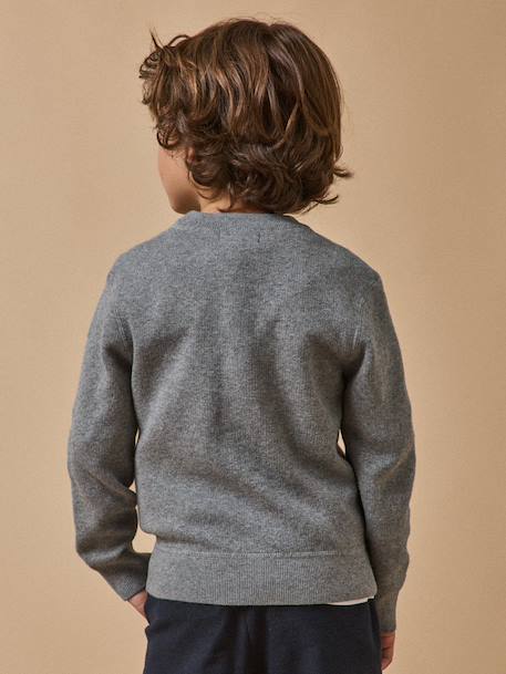 Pull sweat garçon Gris chine+Marine 4 - vertbaudet enfant 