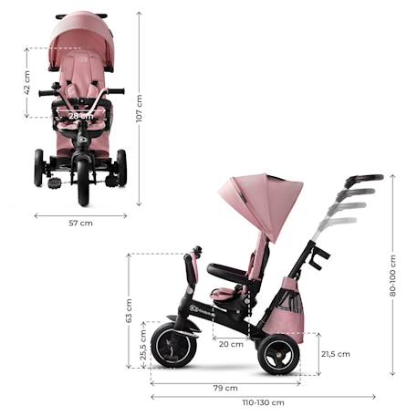 Tricycle Évolutif Kinderkraft EASYTWIST 5 en 1 avec Siège Rotatif 360°, Roues PU Increvables et Capote UPF50+ Beige+Gris+Noir+Rose+Vert 24 - vertbaudet enfant 