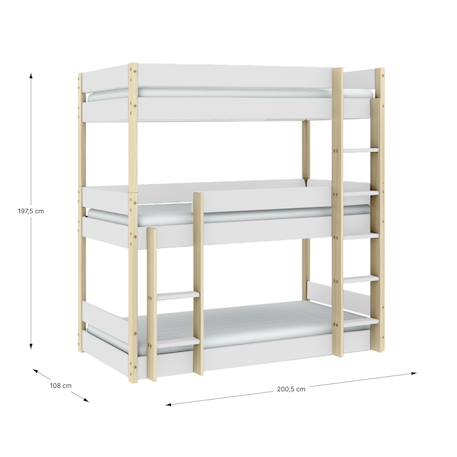 Lits superposés 3 couchages - gain de place - gamme elia Blanc 4 - vertbaudet enfant 