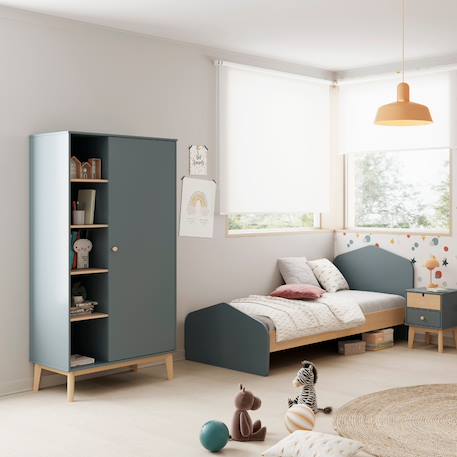 Armoire 5 niches et penderie - gamme simon Blanc+Vert kaki 7 - vertbaudet enfant 
