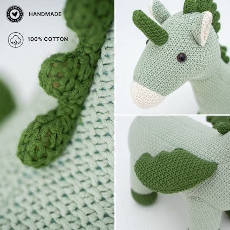 Peluche licorne ailée mini en coton Light and dark green 4 - vertbaudet enfant 